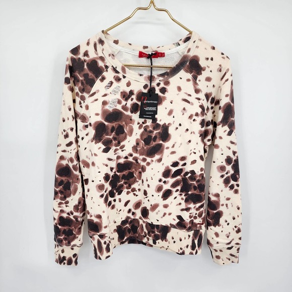 N:Philanthropy Womens Belize Spotted Sweatshirt Brown Cream Size Small NWT - Picture 2 of 6